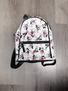 White Mickey Mouse Print Mini Backpack